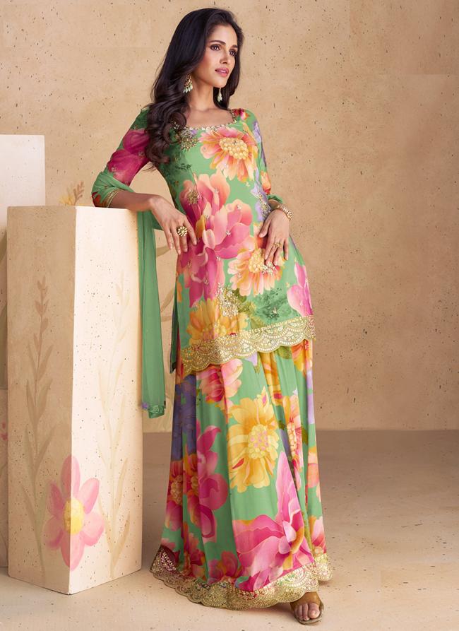 Chinnon Multi Colour Festival Wear Printed Readymade Plazzo Suit